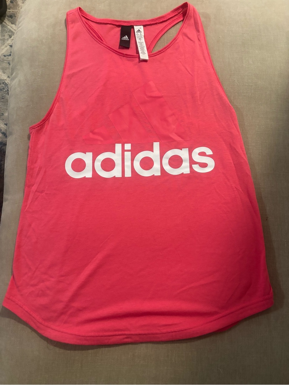 adidas Hot Pink Racerback Tank with White Logo